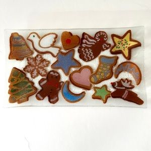 -Peggy Karr Glass Christmas platter in box